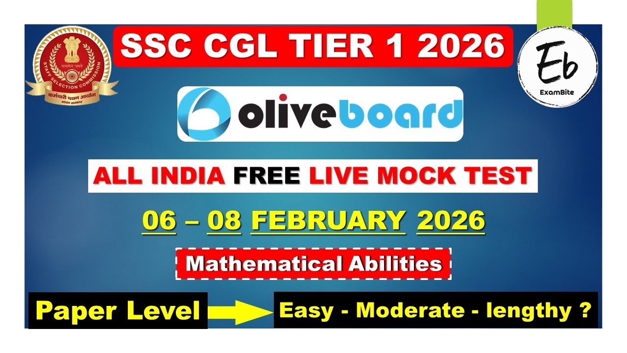 Oliveboard Live Mock Test Today | 6-8 February 2026 Live Mock Test Solution | SSC CGL Tier-1 2026