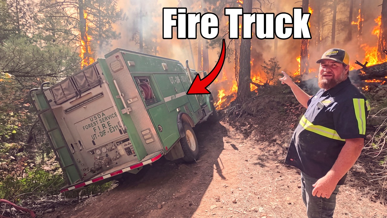 37,000-Pound Fire Truck Stuck in the Middle of a Forest Fire!