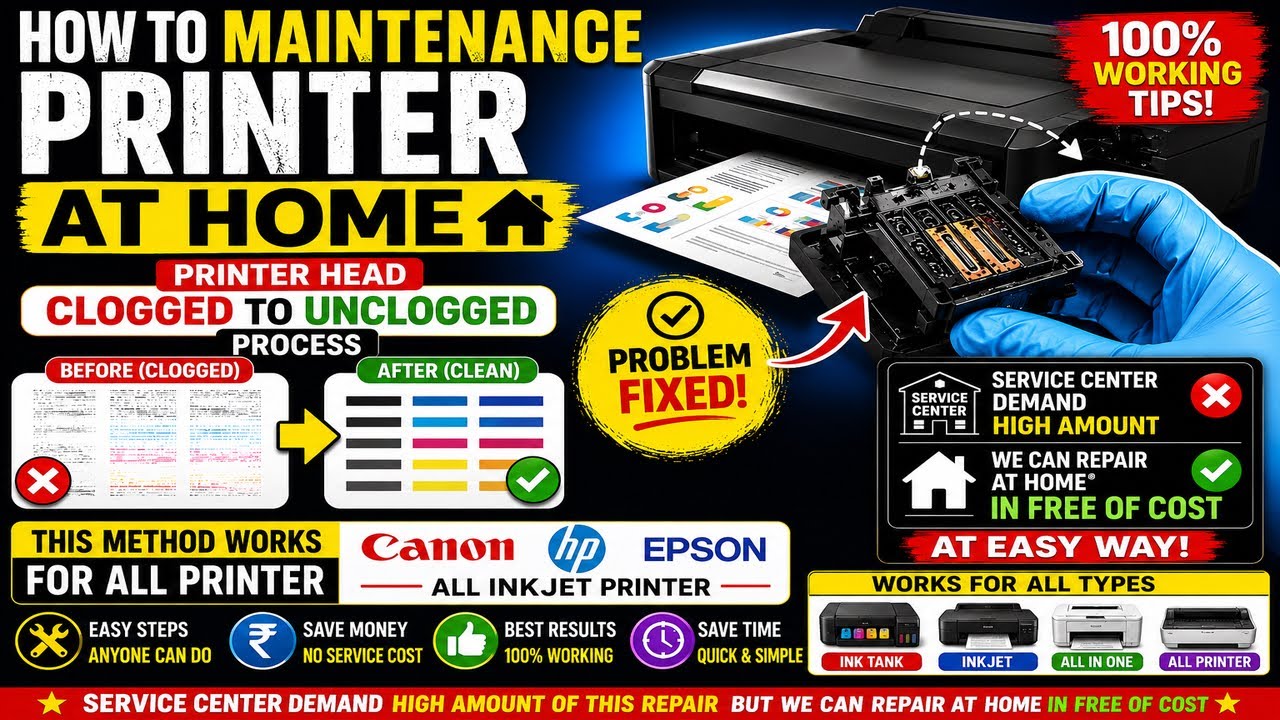 Canon clogged printhead cleaning & Maintenance cartridge replacement ￼Remove air from ink pipe