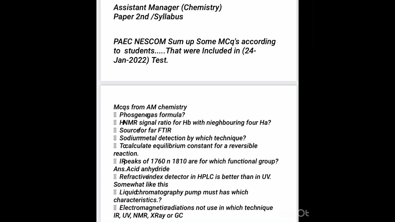 Assistant Manager (Chemistry) Past Papers/Syllabus