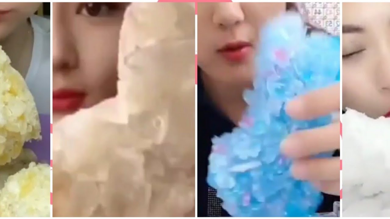 Asmr best crushed crunchy ice eating ♡ satisfying shounds ice 💙🧊💦 @lovelyhardiceeating