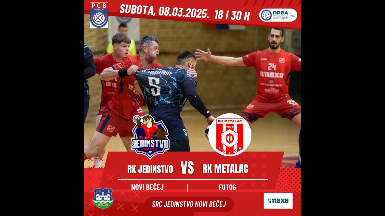 RK JEDINSTVO Novi Bečej- RK Metalac Futog Subota  08.03.2025 19:30h