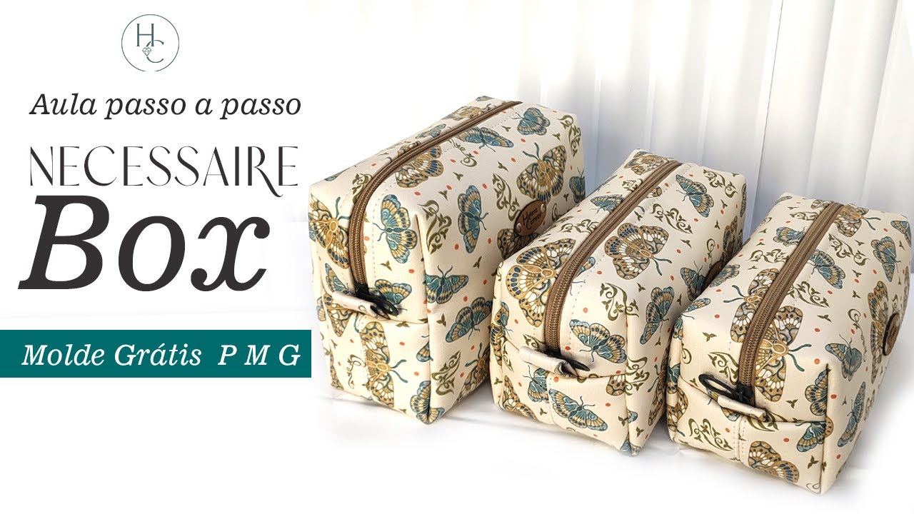 Aprenda a fazer NECESSAIRE BOX com novo acabamento - MOLDE GRÁTIS P M G