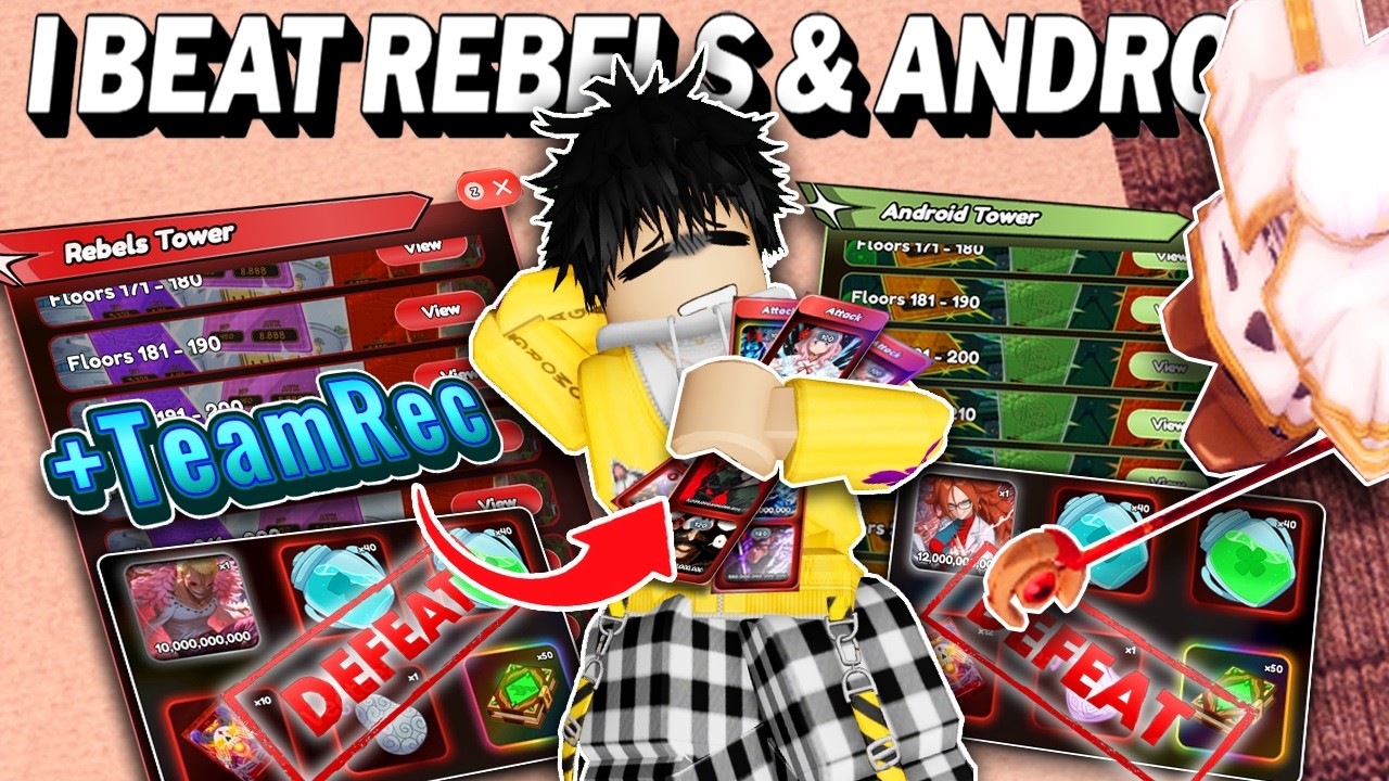 HOW I BEAT REBELS & ANDROID TOWER! + Team Rec in Anime Card Clash!
