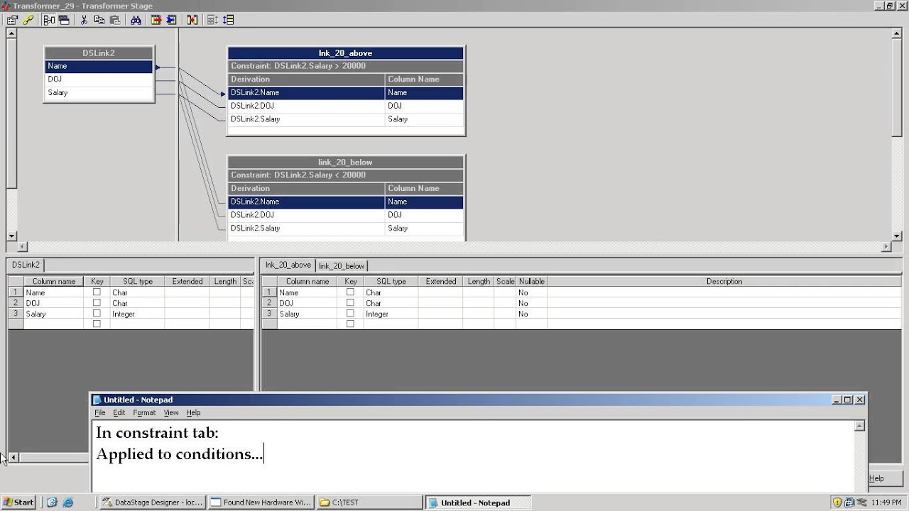 Simple DataStage Job using Constraints in Transformer Stage
