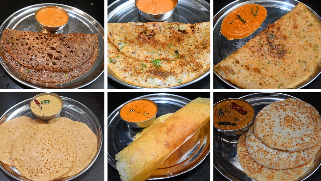 இட்லி தோசை மாவு இல்லாத நேரத்தில் 6 வகையான உடனடி தோசை | 6 Instant Dosa Recipe in Tamil.