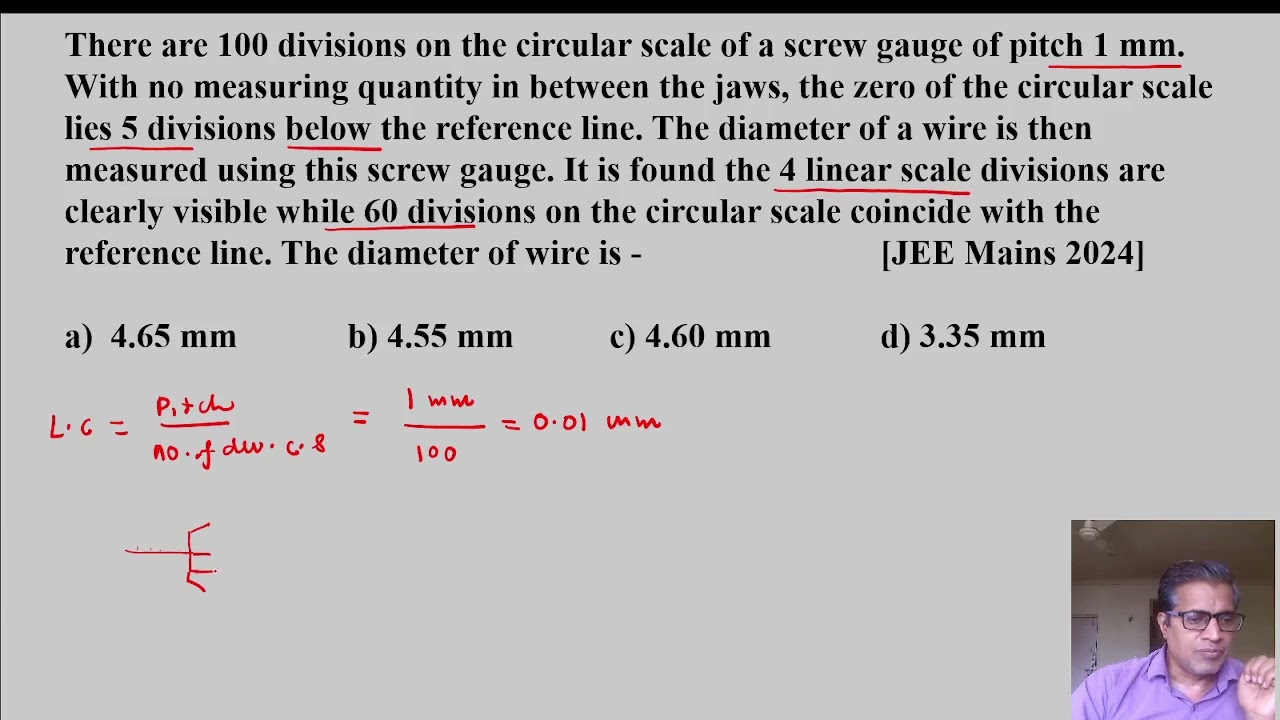 There are 100 divisions on the circular scale of a screw gauge of pitch 1 mm  With no measuring