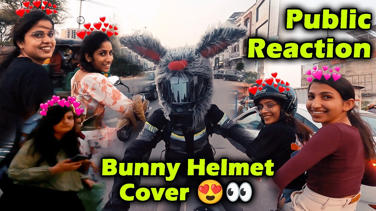 Public Reaction on Bunny Helmet Cover 😍👀 | Pikachu Helmet | Vlog