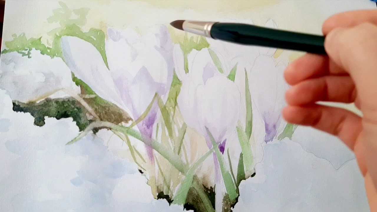 Krokusse mit Aquarellfarben 🎨