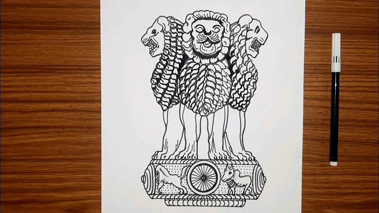 How to draw National Emblem of India 🇮🇳 step by step | National Emblem drawing easy |