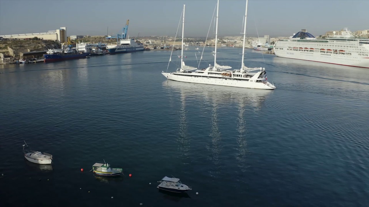 Le Ponant Sailing Ship Arrives Grand Harbor Malta