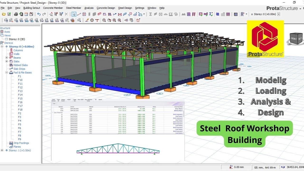 How to Design Steel Roof Workshop Concrete Building in Protastructure