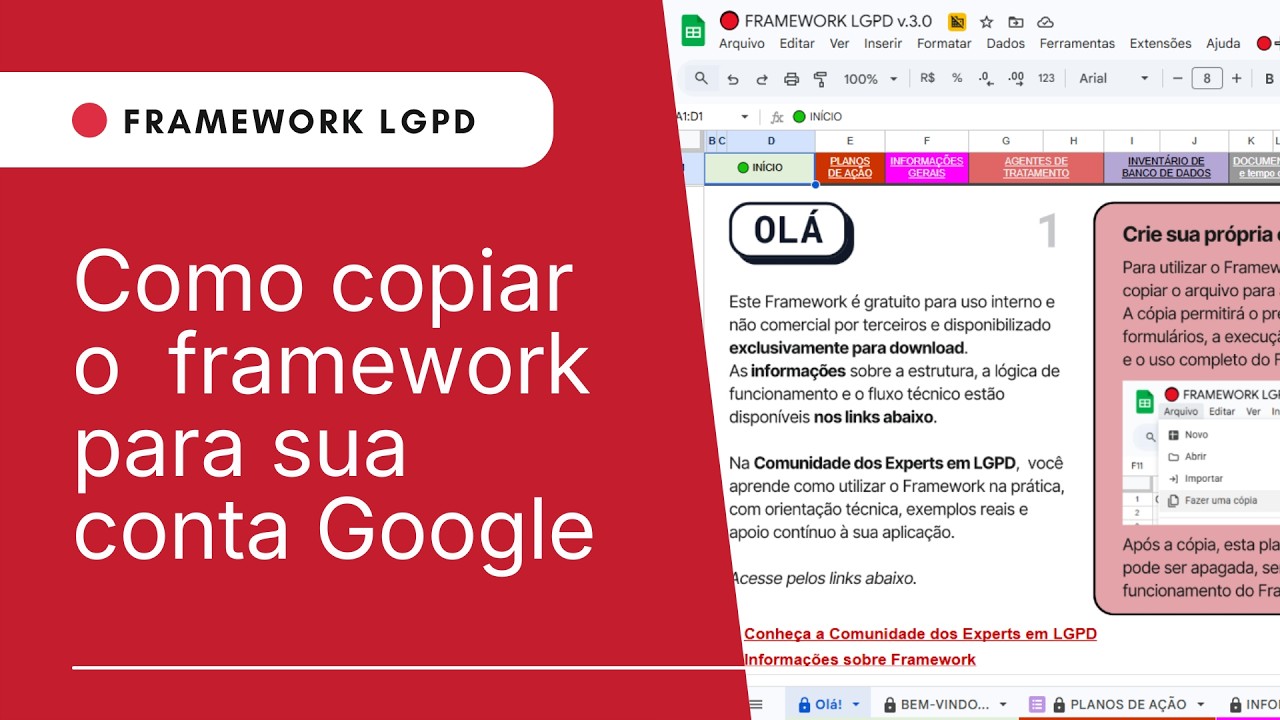Como copiar o 🔴 FRAMEWORK LGPD para sua conta Google