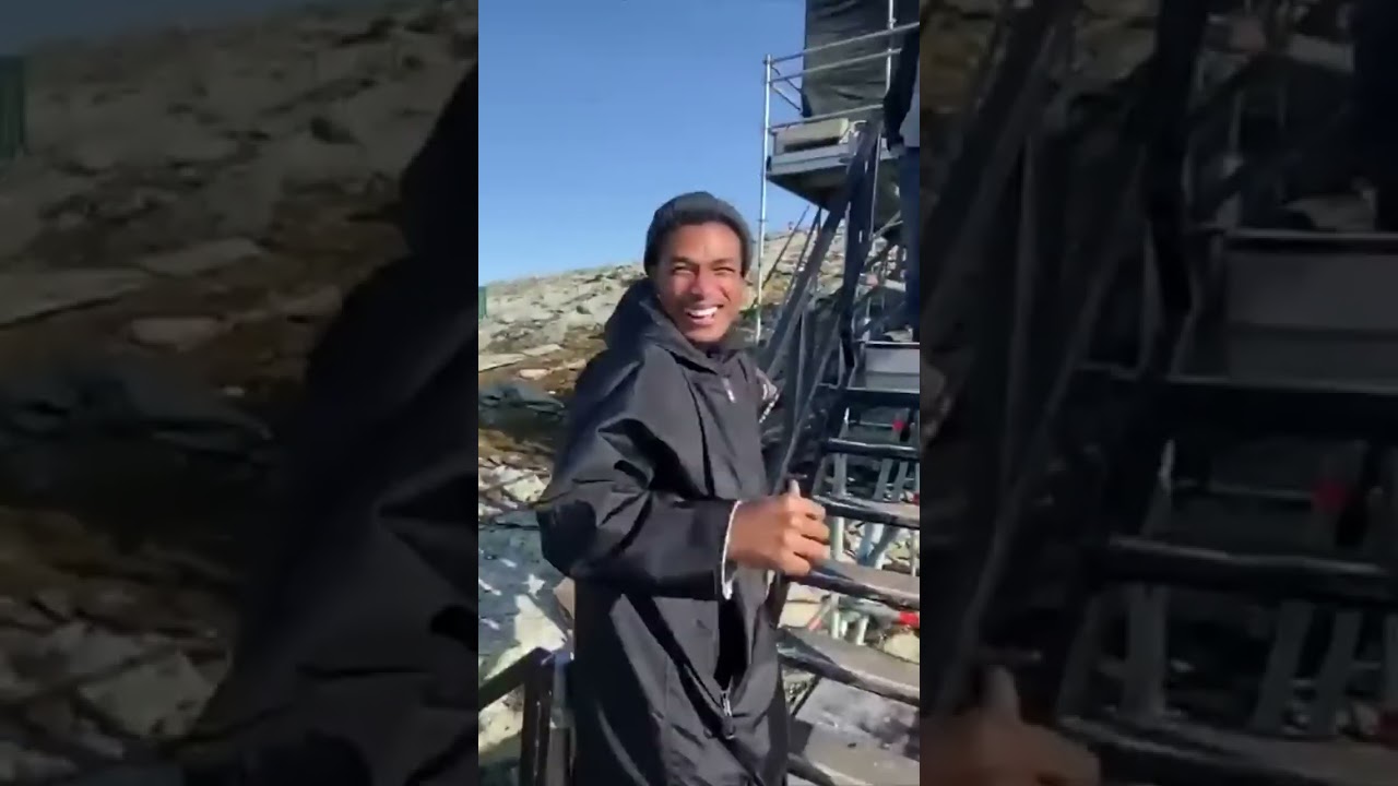 Watch the cast of Mission: Impossible react to Tom Cruise riding a motorbike off a cliff.