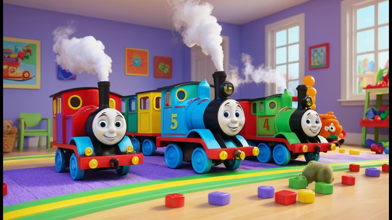 Fünf kleine Spielzeugeisenbahnen Tschu tschu tschu | Zuglied für Kinder & Zählen lernen