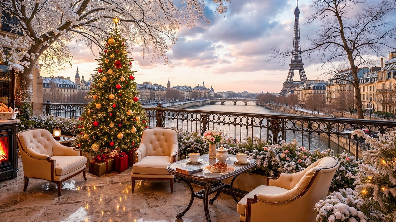 Paris Winter Morning Café Jazz ☕ Cozy Christmas Ambience & Relaxing Jazz Music for Study & Focus