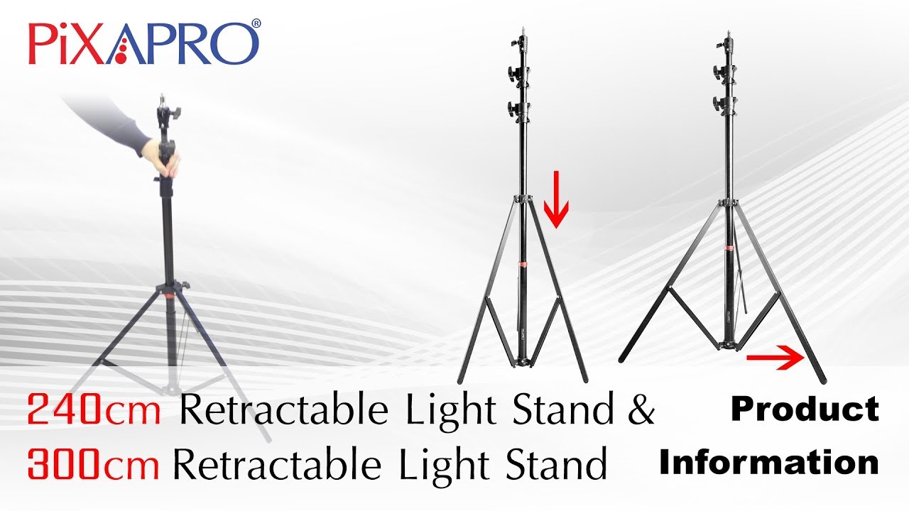 PIXAPRO 240cm & 300cm  Self-Collapsing Retractable Light stands