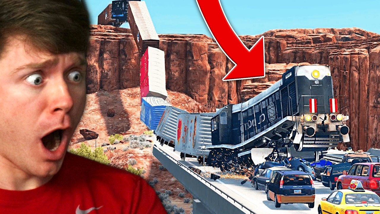 Reacting to MOST EPIC TRAIN CRASH and CHASE!? (BeamNG Drive)