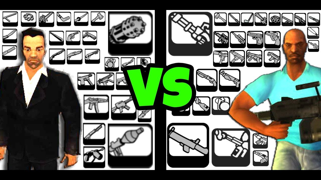TODAS LAS ARMAS DE GTA LIBERTY CITY STORIES vs GTA VICE CITY STORIES