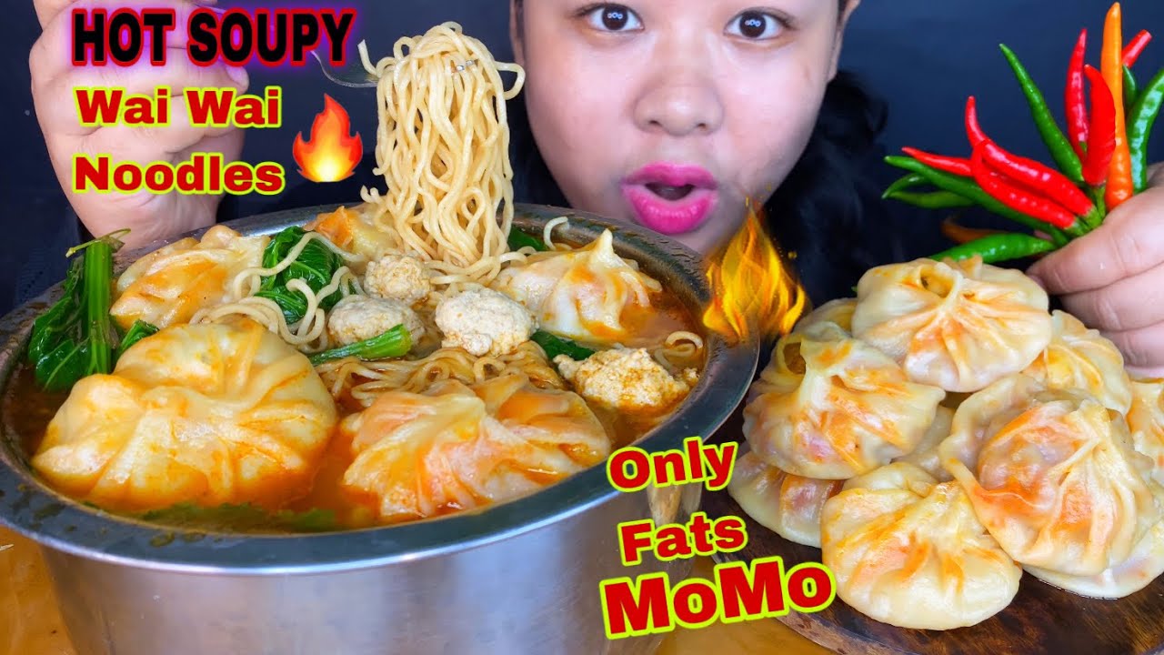 WINTER SPECIAL HOT FOOD🔥ONLY FATS MOMO/JUICIEST PORK MOMO & SPICY SOUPY DUMPLINGS WAI WAI MUKBANG