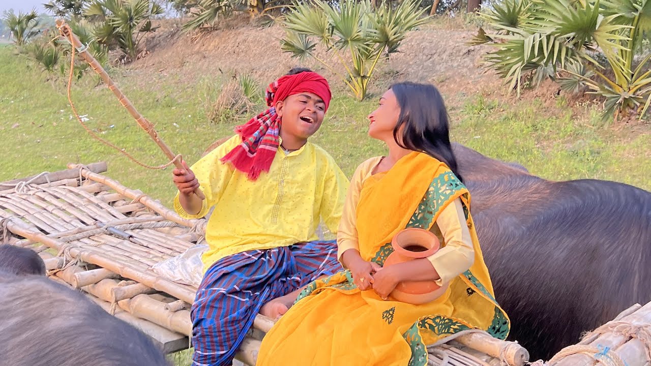 গাড়িয়াল বিপ্লবকে দেখে গ্রামের সুন্দরি মেয়ে রিয়া মনি কি অসাধারন গেয়ে মুগ্ধ করে দিলো। Riya & Biplob