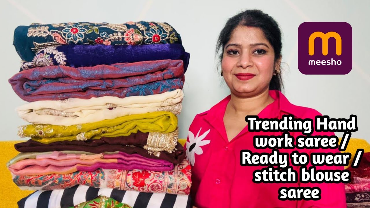 Meesho Saree haul Rs -388 | Meesho Party wear Hand work/ Dimand work Saree|  Party Wear saree