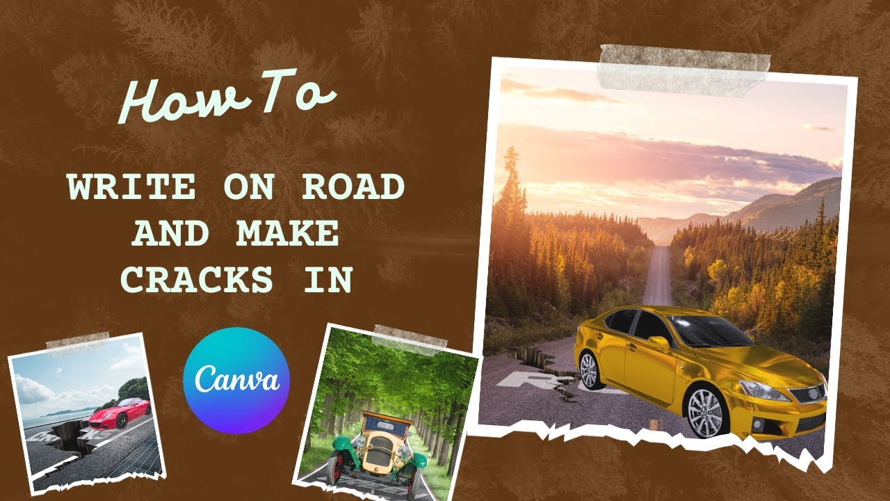 How to Write on Road in Canva and make cracks ?