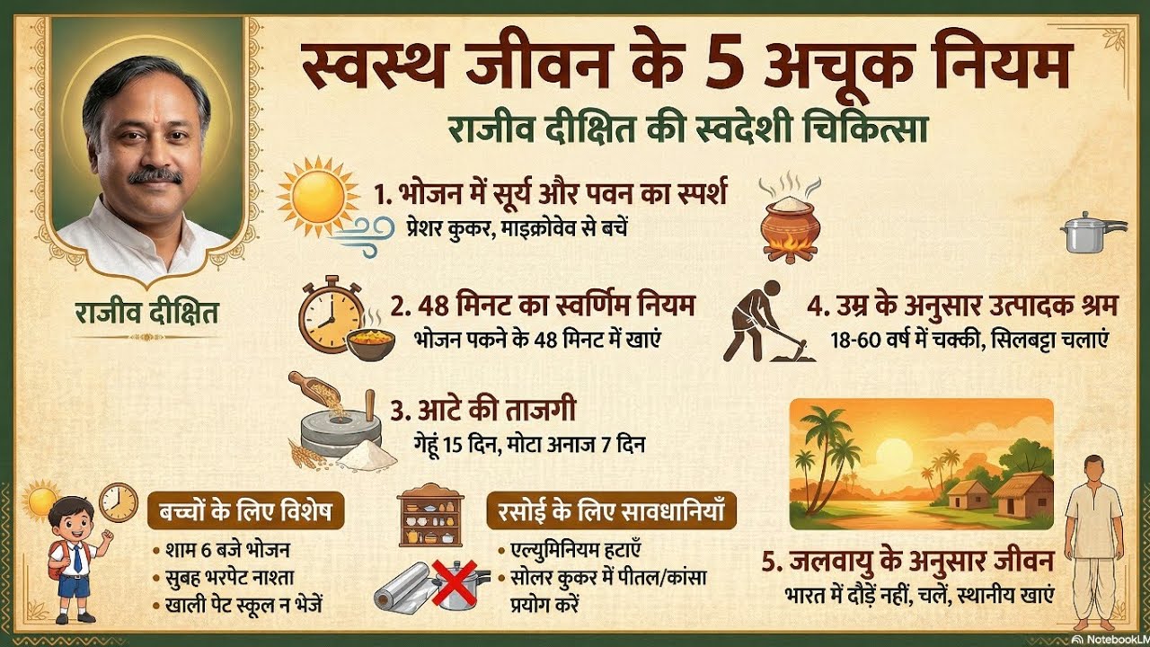 स्वदेशी चिकित्सा part 6 स्वदेशी जीवनशैली एवं अष्टांग हृदय के सूत्र राजीव दीक्षित व्याख्यान पर आधारित