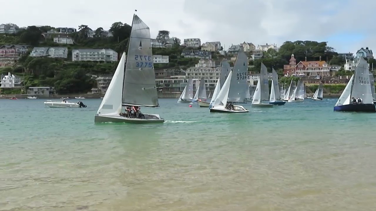 Salcombe Gin Merlin Rocket Week 2024 Wednesday Afternoon Race Start (by Malcolm Mackley)