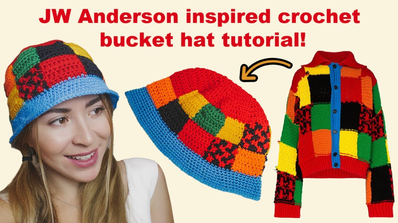 Patchwork bucket hat inspired by JW ANDERSON’s cardigan! TUTORIAL
