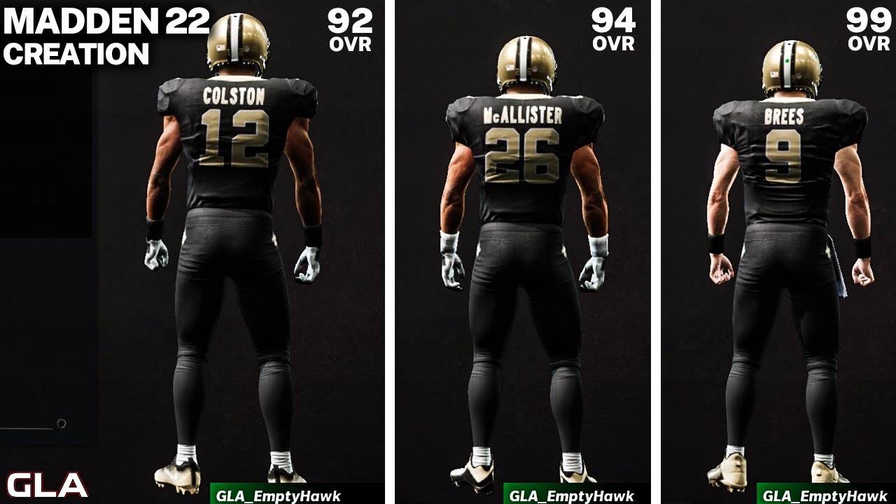 Madden 22 - WR Marques Colston, HB Deuce McAllister, QB Drew Brees Creation Saints All-Time Legends