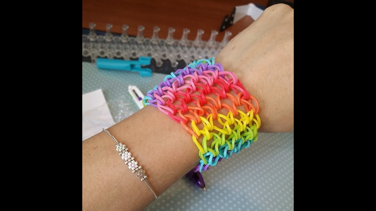[ TUTO ] bracelet élastique manchette rainbow