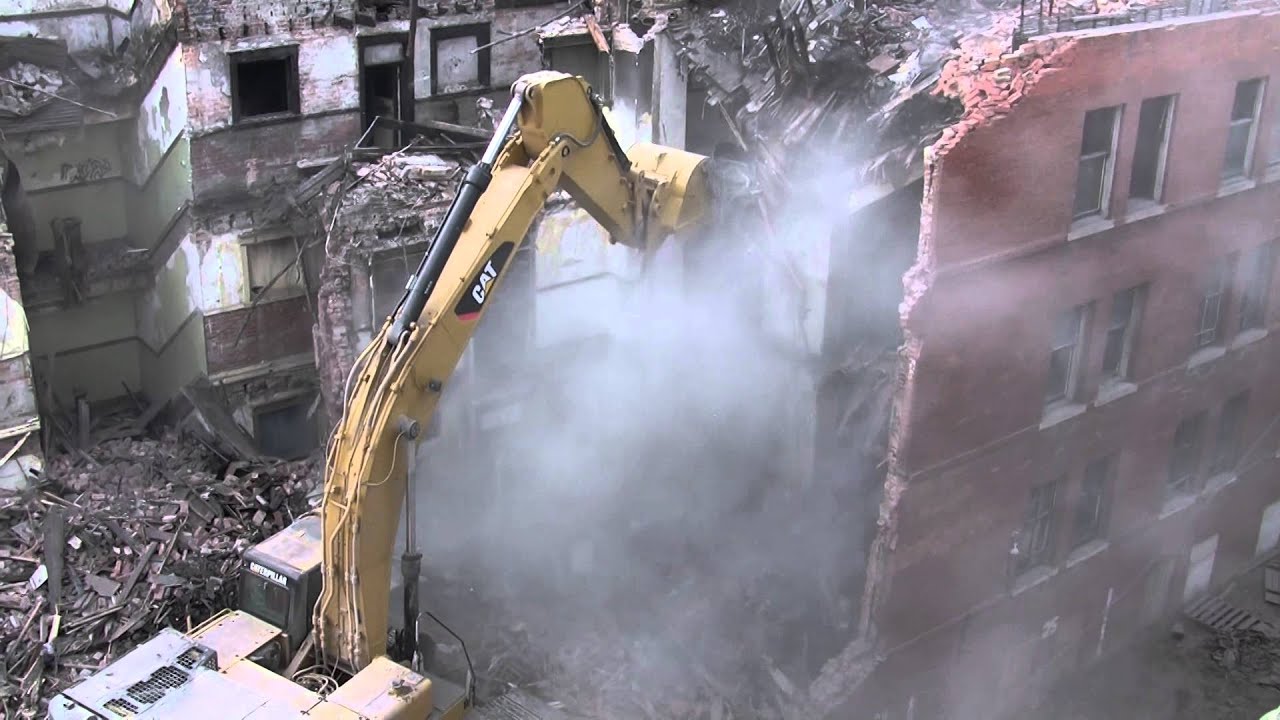 Demolition of a fire damaged building