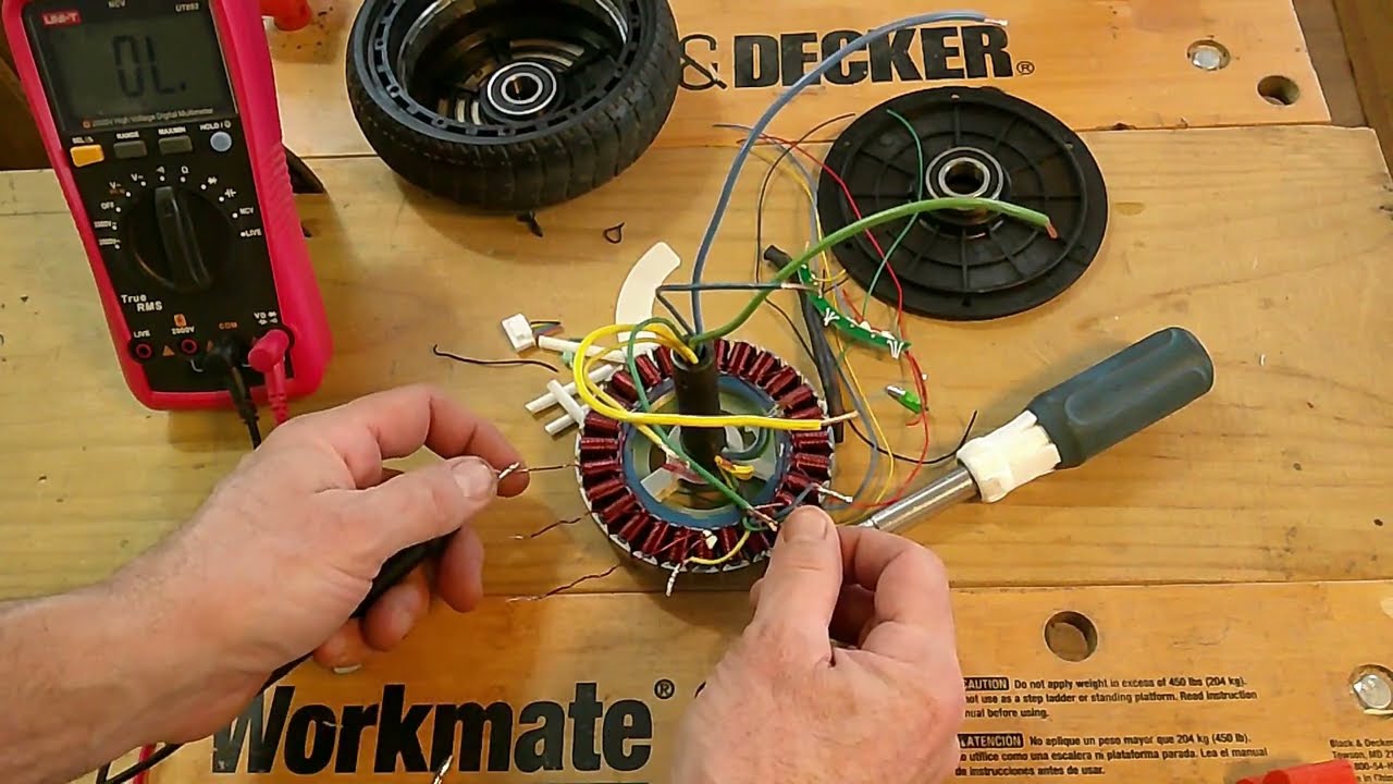 Alter hoverboard motor to use as wind generator; + voltage sextupler at work.