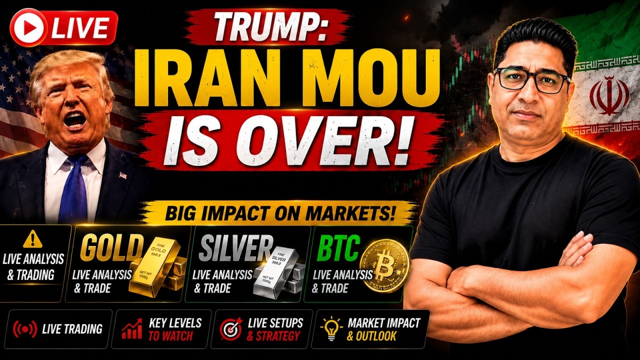 🔴 TRUMP'S BIG MOVE ON IRAN! 💥 Will Gold, Silver & Bitcoin CRASH more? | LIVE | Chart Geometry LIve