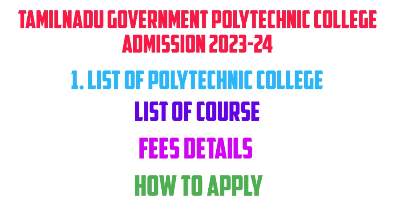 tamilnadu government polytechnic first year admission 2023-24|| tnpoly.in