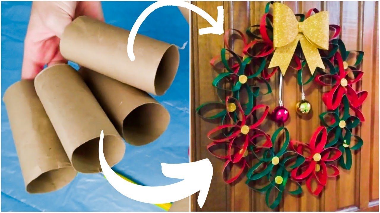 Como fazer: GUIRLANDA DE NATAL com ROLO DE PAPEL HIGIÊNICO | DIY Guirlanda natalina reciclável 2020