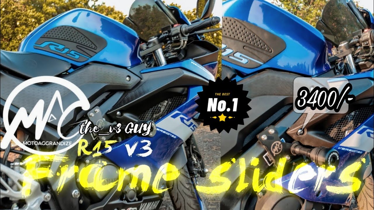 R15 v3 best frame slider , installing motoaggrandize frame sliders , crash guards in r15 v3