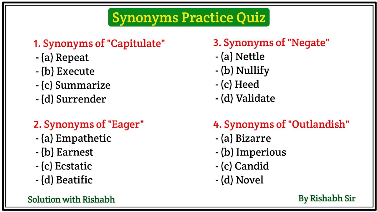 Synonyms questions and answers|Synonyms words for competitive exams|Synonyms previous year questions