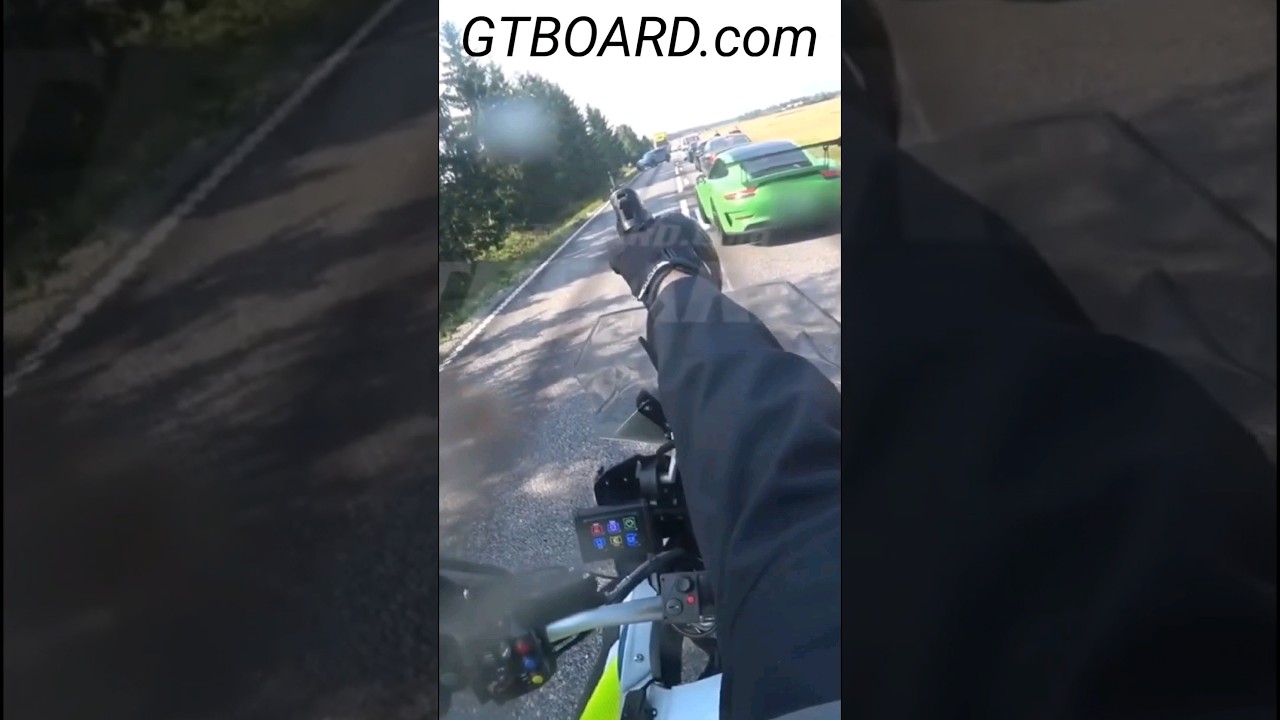 ⭐⭐⭐⭐⭐Insane Porsche GT3 RS Police Pursuit spike strips and 200+ km/h chase at gunpoint , arrested!