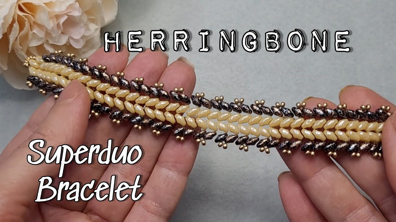 DIY Herringbone Beaded Superduo Bracelet 💮 Jewelry making Tutorial
