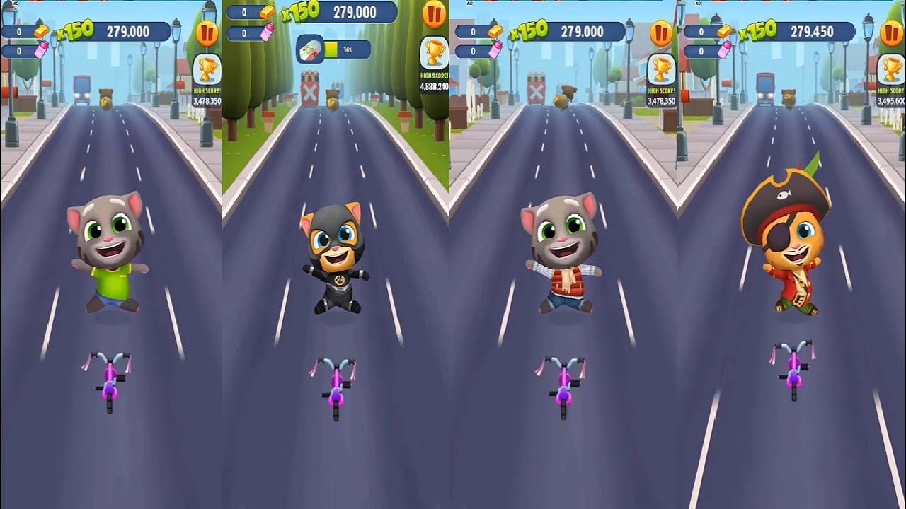 Talking Tom Gold Run Cycle Tour event Talking Tom VS SUPER GINGER Frosty Tom PIRATE GINGERBoss Fight