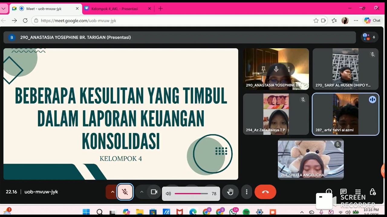 Presentasi AKL Kel 4 Kelas 2024G [Beberapa Kesulitan yang Timbul dalam Laporan Keuangan Konsolidasi]