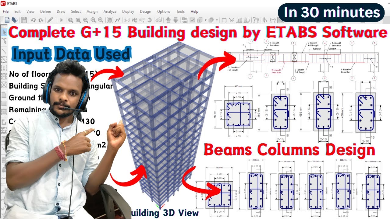 Design of G+15 Building by using ETABS Software | Civil Engineering | shravan | Civil | Structure |
