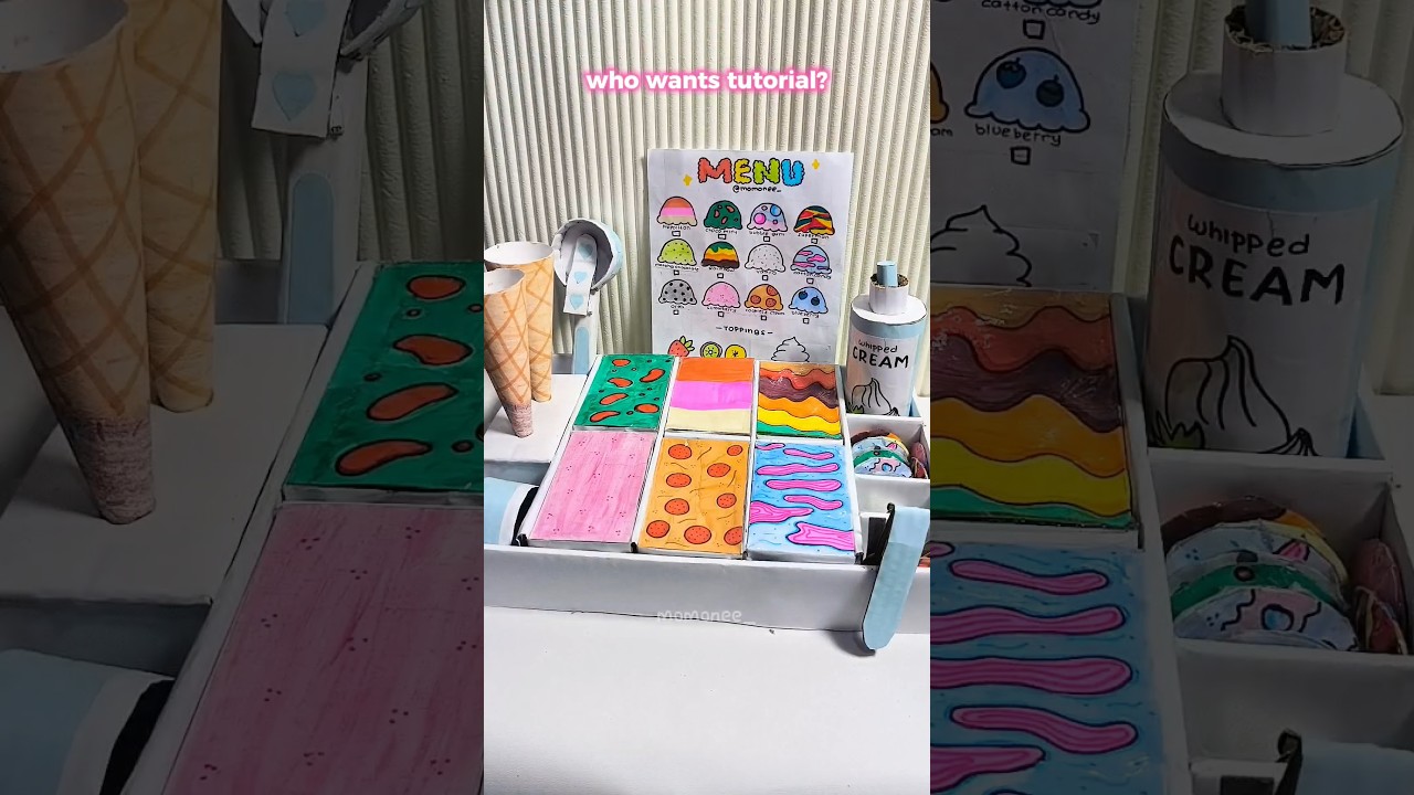 пополнение запасов киосков с мороженым!🍦🩷 #asmr #papercraft #cardboardcraft #diy #tutorial #icecr...