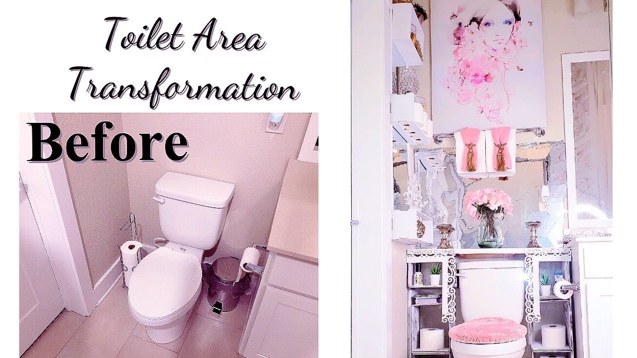 DIY TOILET AREA TRANSFORMATION! LUXURY HOME DECOR IDEAS FOR LESS!