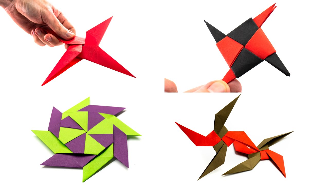 4 ways to make a paper ninja star. Paper weapons.