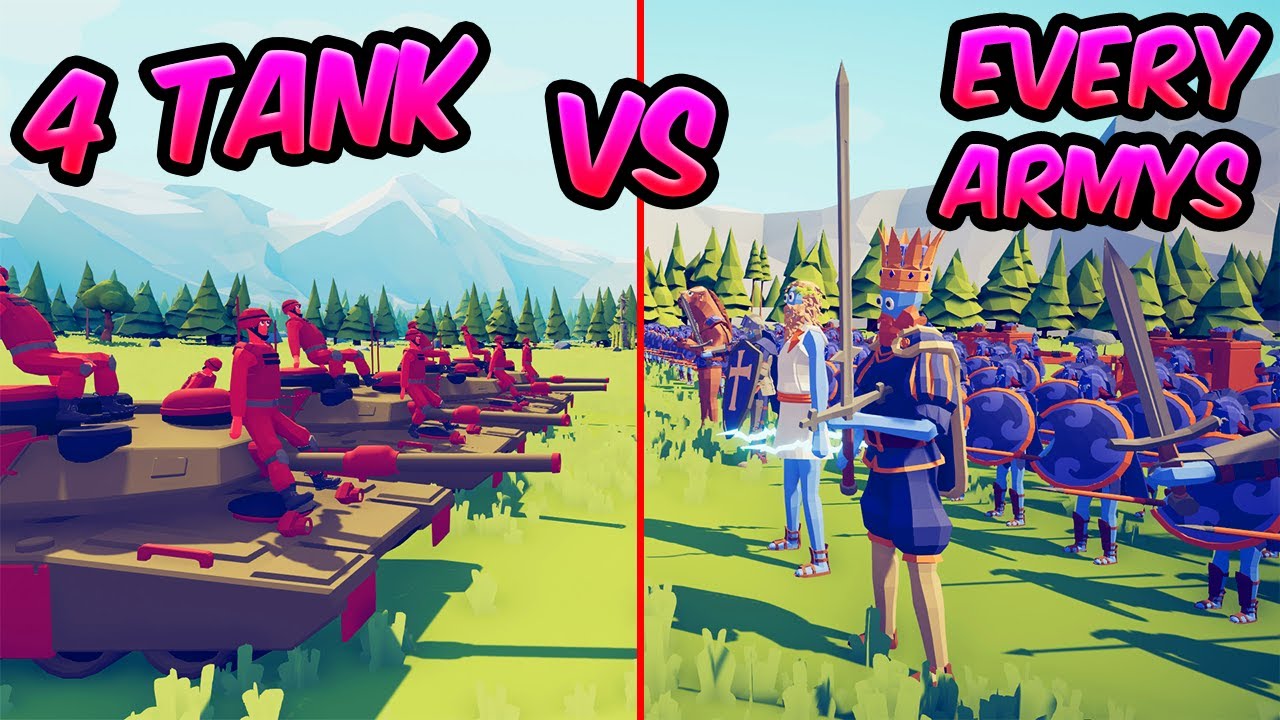 4 TANK VS EVERY ARMYS! ⚔️😱😱| TABS - Totally Accurate Battle Simulator