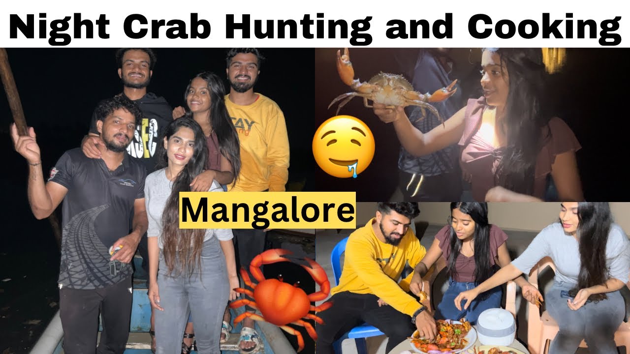 Night Crab Hunting And Cooking😍Mangalore| Rakshita Tulu Talks #rakshita #tulu #crab #crabhunting
