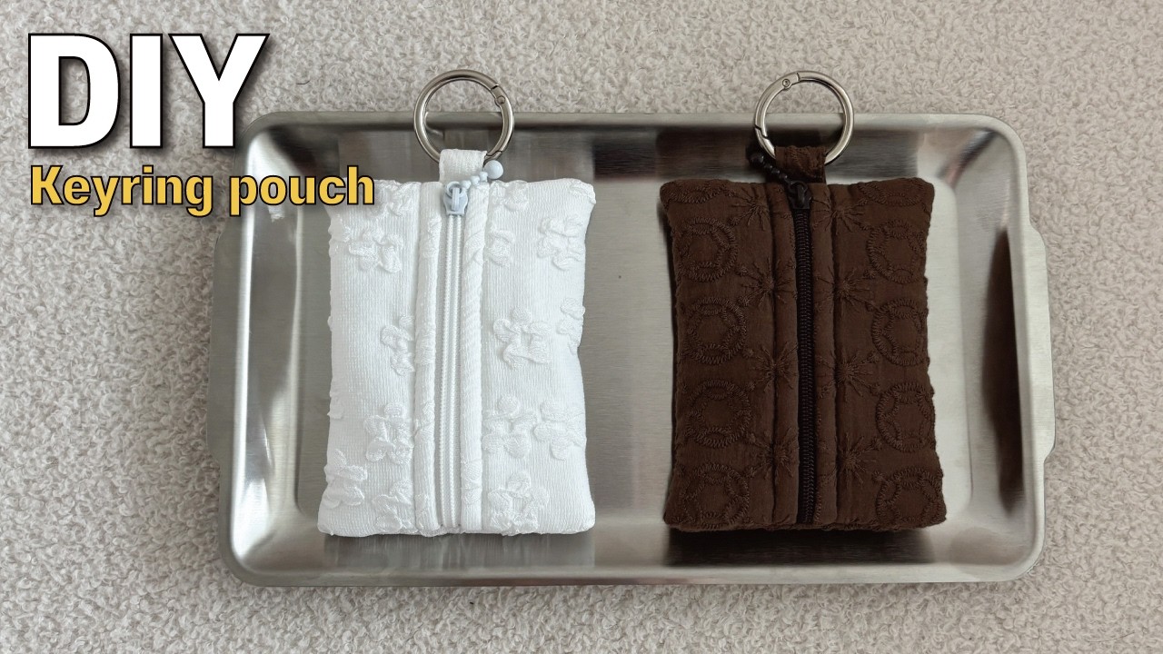Easy Keyring Pouch Sewing Tutorial | Small Zipper Pouch for Beginners / 키링 파우치 만들기